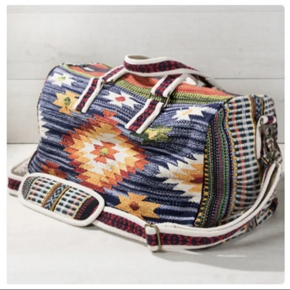 Ruggine Fine Cotton Handmade Woven Navajo Pattern Duffle Bag - Picture 2 of 10